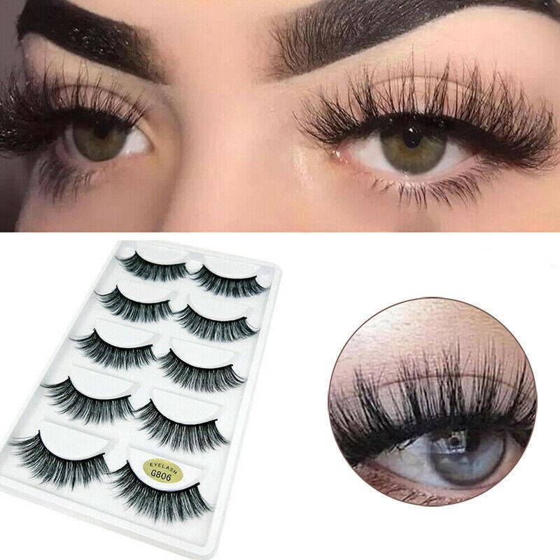 5 Pairs 3D Natural Thick False Fake Eyelashes Eye Lashes Mink Makeup Extension-3