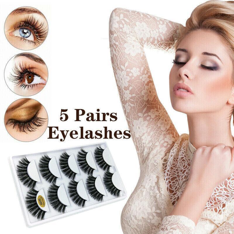 5 Pairs 3D Natural Thick False Fake Eyelashes Eye Lashes Mink Makeup Extension-0