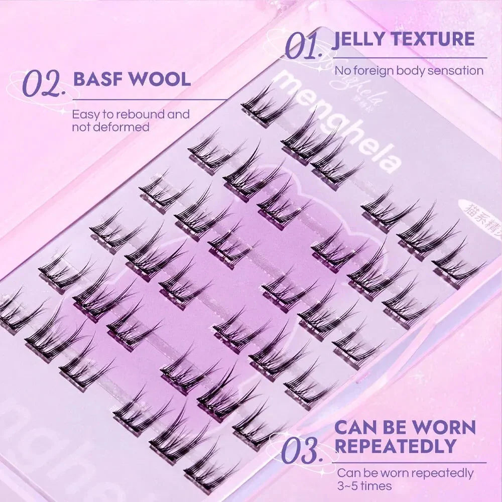 Fairy Glue-free False Eyelashes Easy To Rebound No Need To Remove Segmented Thin Stems Suitable For Novice DIY MENGHELA Eyelashe-4