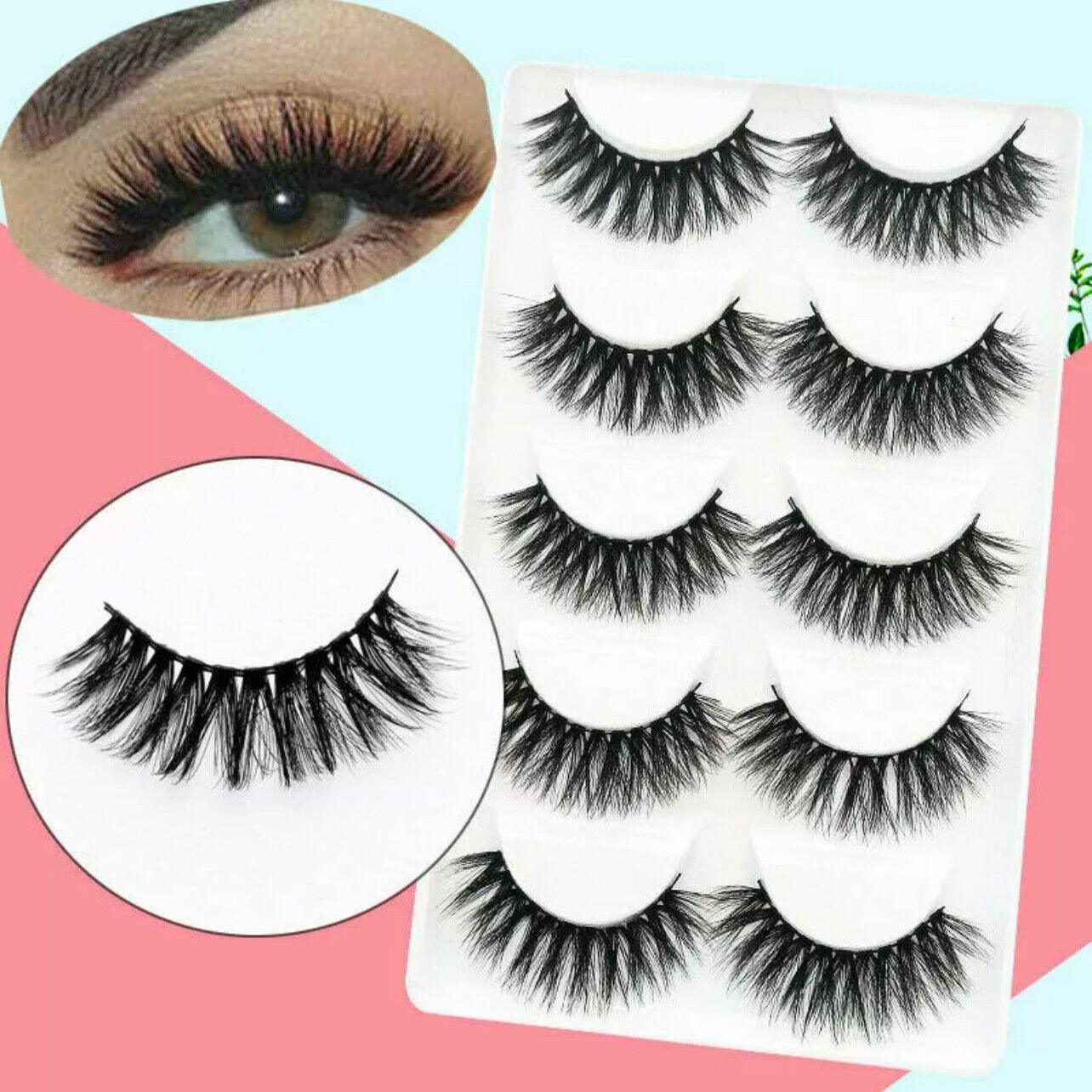5 Pairs 3D Thick Mink Fake False Eyelashes Natural Long Wispy Makeup Lashes Au-4